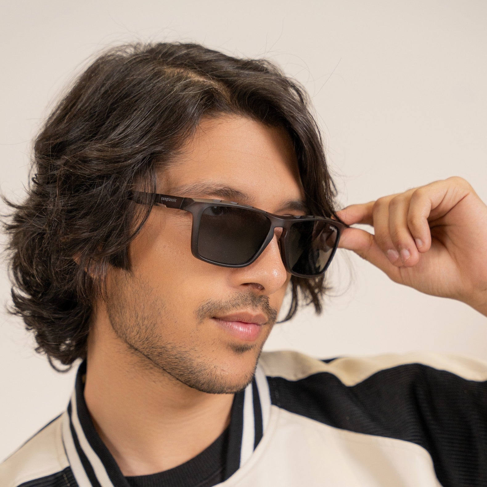 Hawk Grey Black Polarized Rectangle TR90 Sunglasses