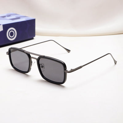 Lecter – Gun Black Rectangle Sunglasses | UV400 | Men & Women