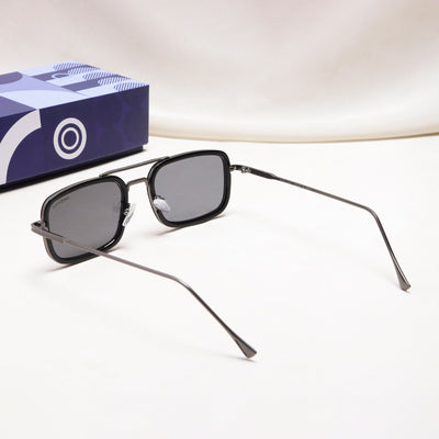 Lecter – Gun Black Rectangle Sunglasses | UV400 | Men & Women