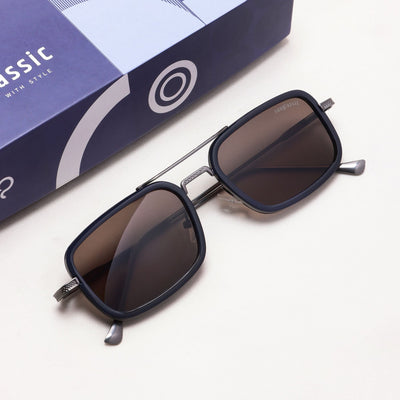 Lecter – Gun Black Brown Rectangle Sunglasses | UV400