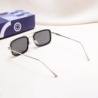 Lecter – Silver Black Rectangle Sunglasses | UV400