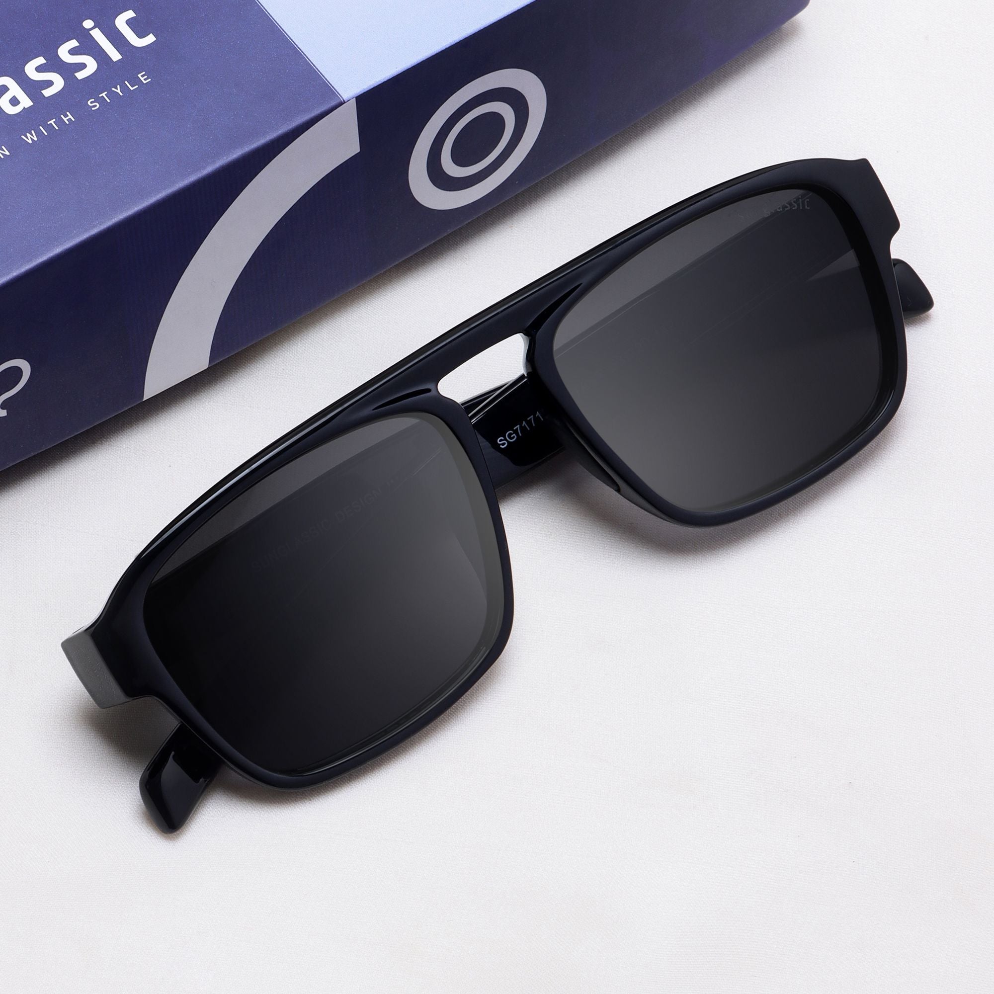 Raftaar Full Black Square Sunglasses – Polarized Lenses