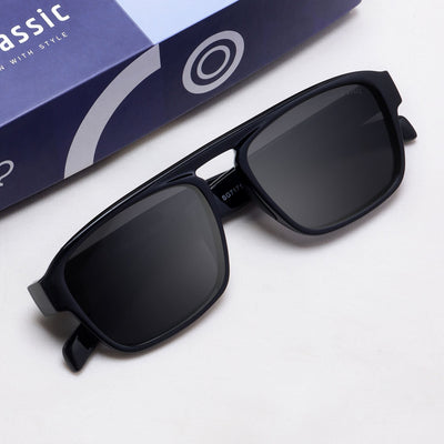 Raftaar Full Black Square Sunglasses – Polarized Lenses