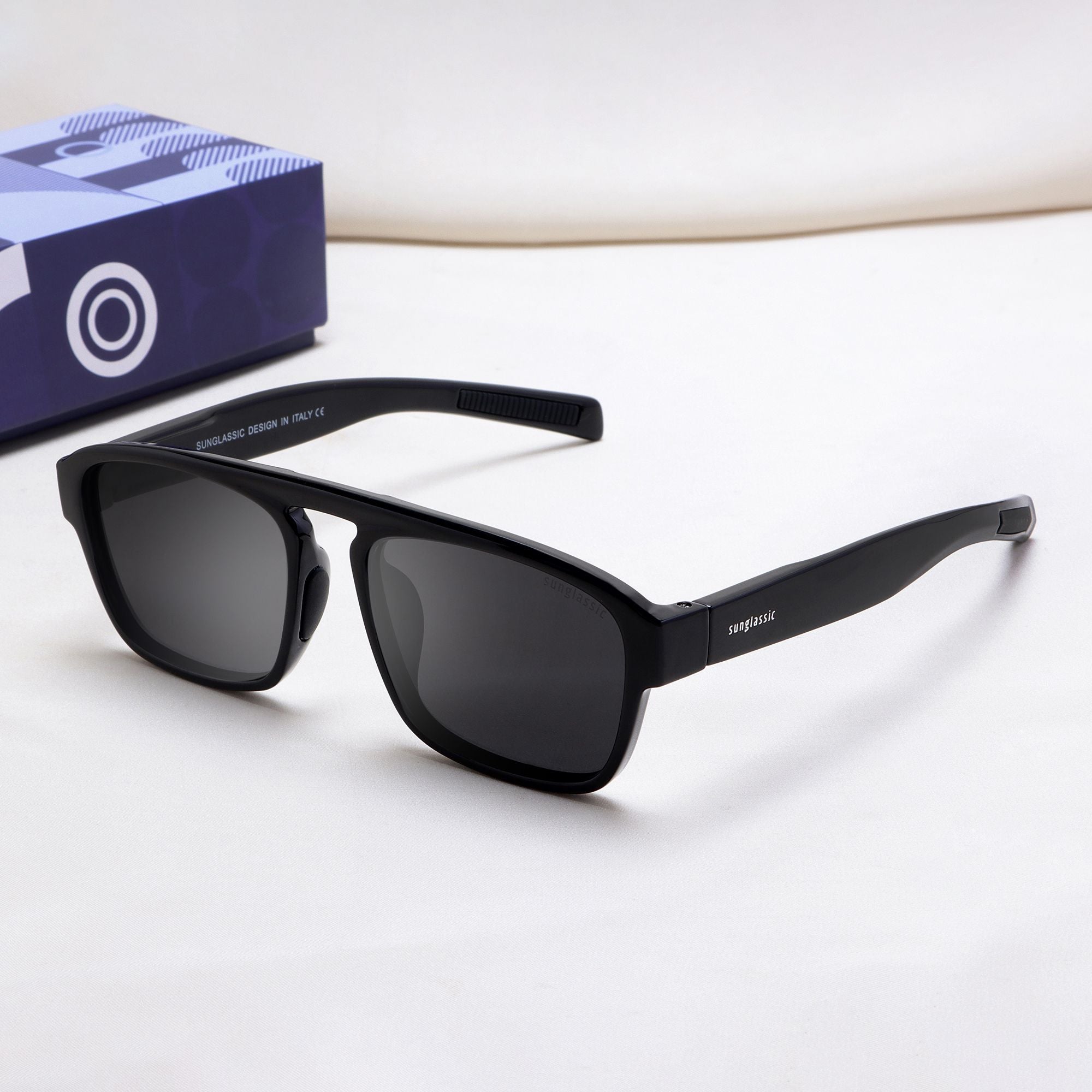 Raftaar Full Black Square Sunglasses – Polarized Lenses
