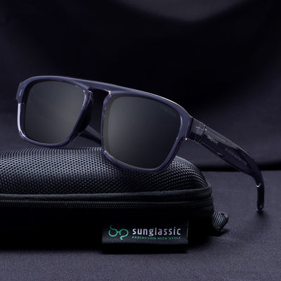 Raftaar Grey Black Square Sunglasses | UV400 Polarized