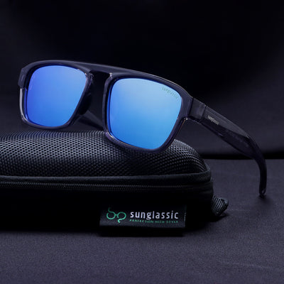 Raftaar Grey Blue Mercury Square Sunglasses | UV400 Polarized