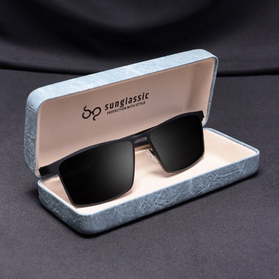 RideX Edition – Black Rectangle Sunglasses | UV400 Polarized | Unisex