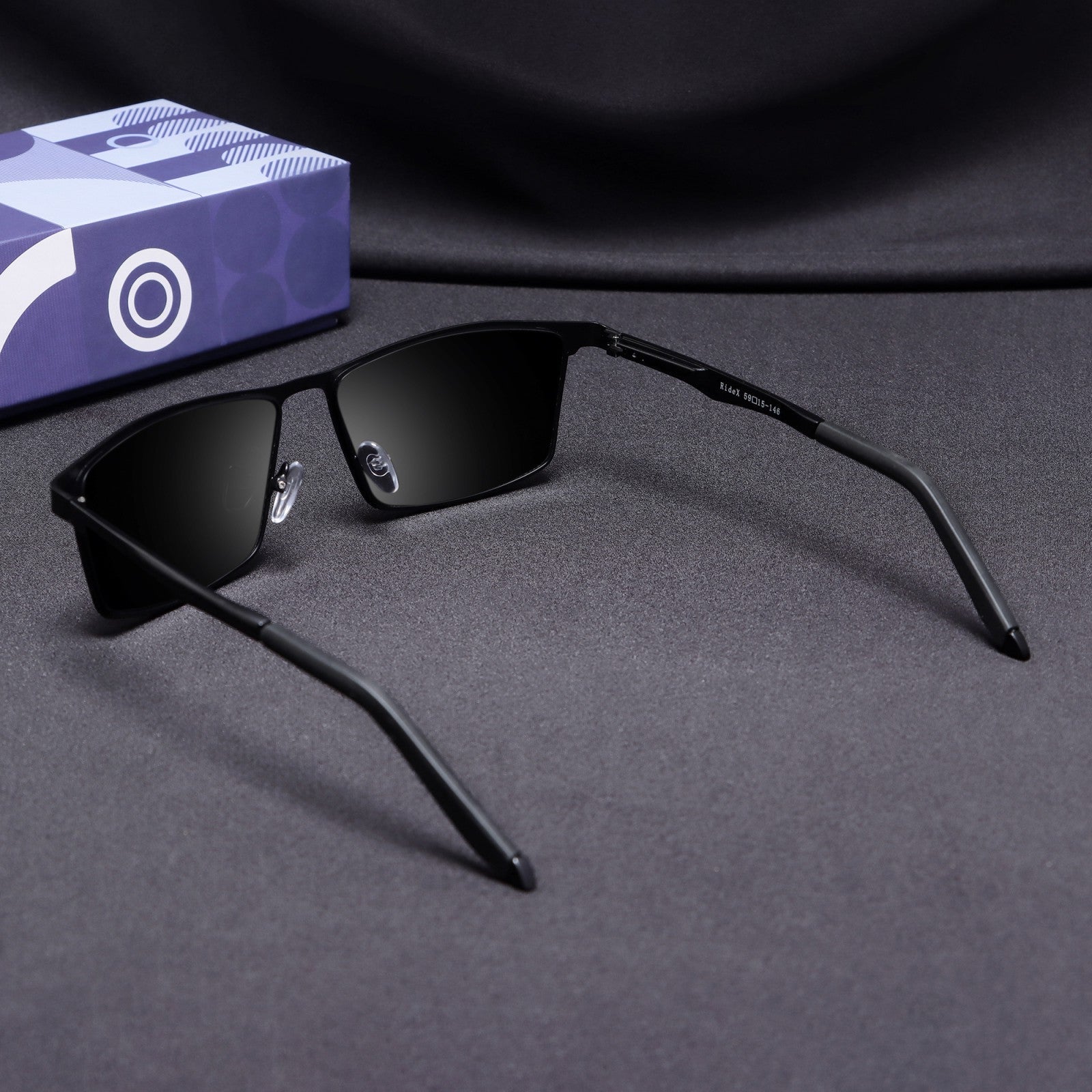 RideX Edition – Black Rectangle Sunglasses | UV400 Polarized | Unisex