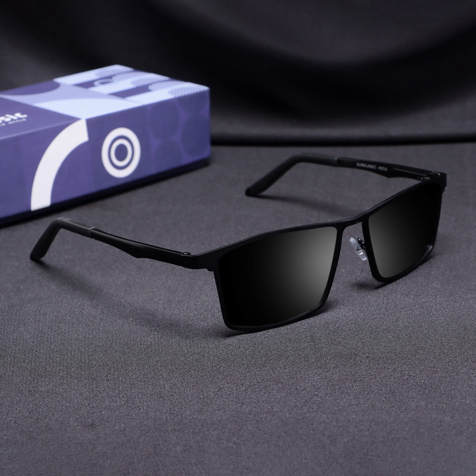 RideX Edition – Black Rectangle Sunglasses | UV400 Polarized | Unisex