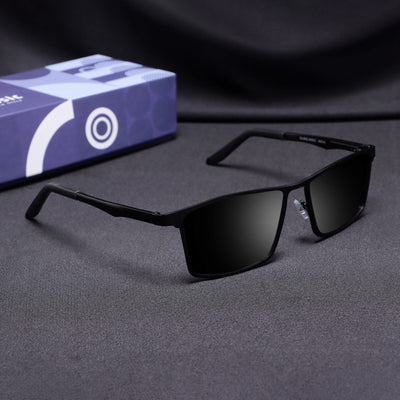 RideX Edition – Black Rectangle Sunglasses | UV400 Polarized | Unisex
