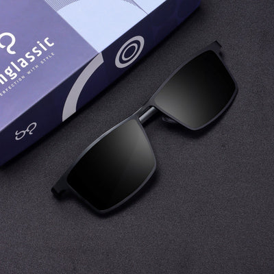 RideX Edition – Black Rectangle Sunglasses | UV400 Polarized | Unisex
