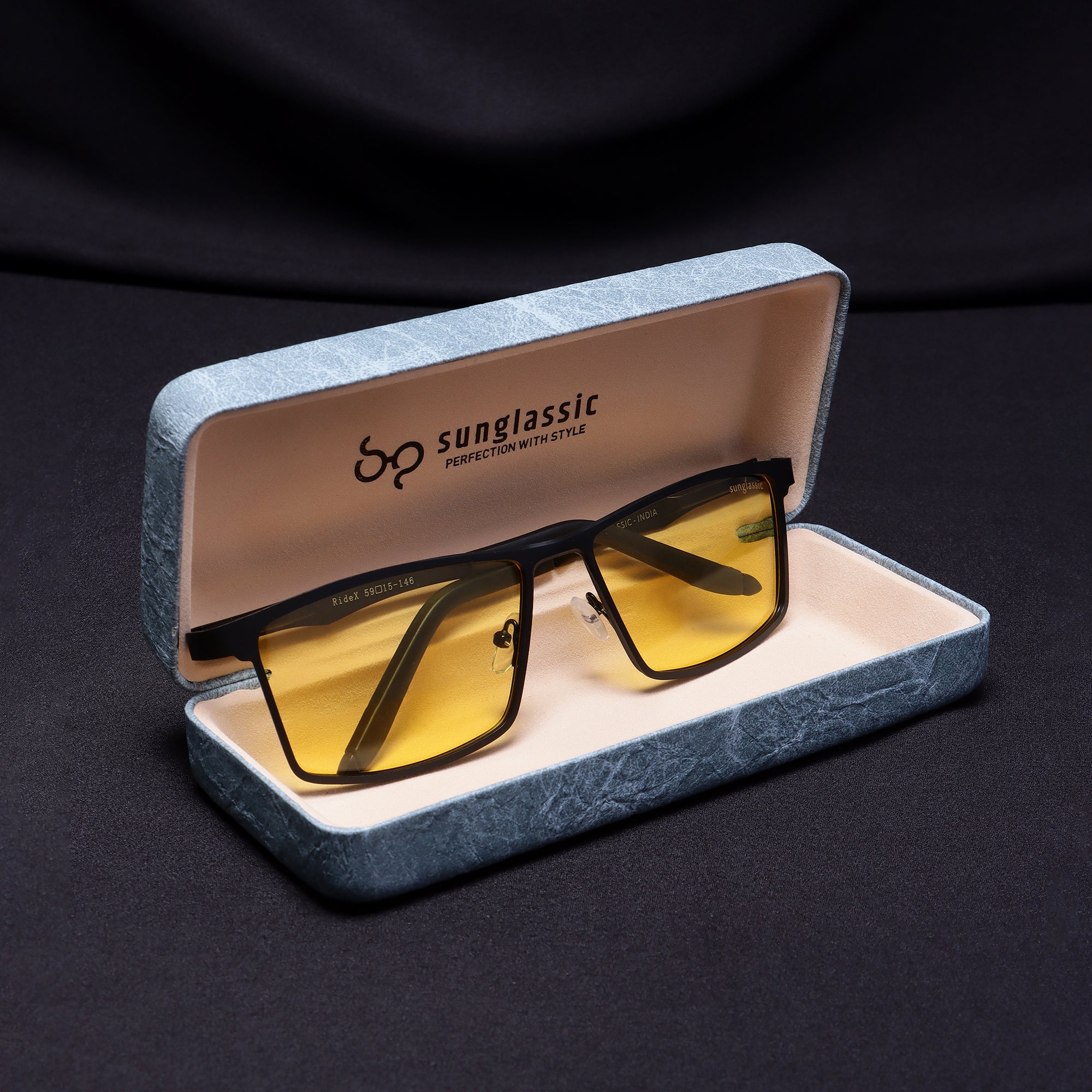 RideX Edition – Black Yellow Rectangle Sunglasses | Polarized UV400