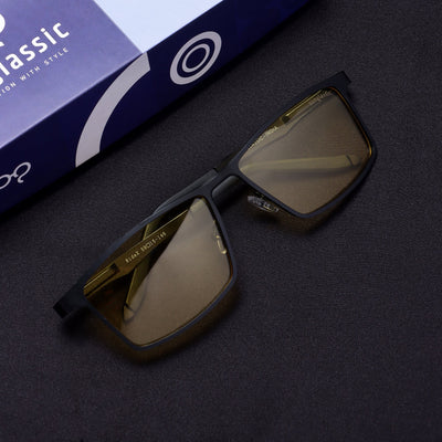 RideX Edition – Black Yellow Rectangle Sunglasses | Polarized UV400
