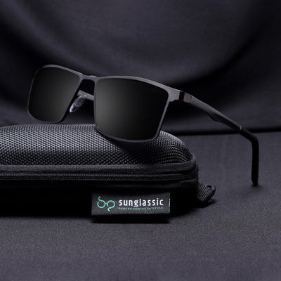 RideX Edition – Gray Black Rectangle Sunglasses | UV400 Polarized | Unisex