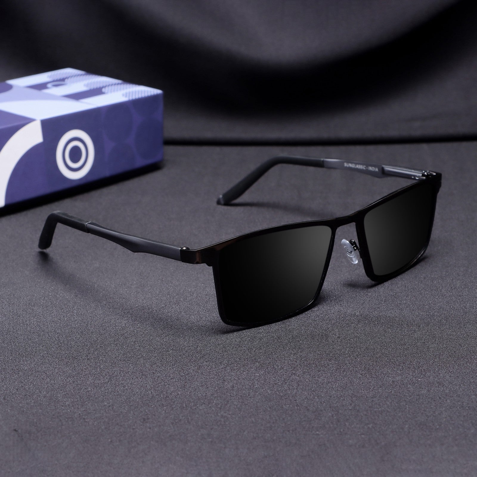 RideX Edition – Gray Black Rectangle Sunglasses | UV400 Polarized | Unisex