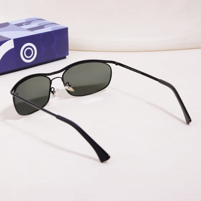Champion Black Green Polarized Rectangle Sunglasses for Men | UV400
