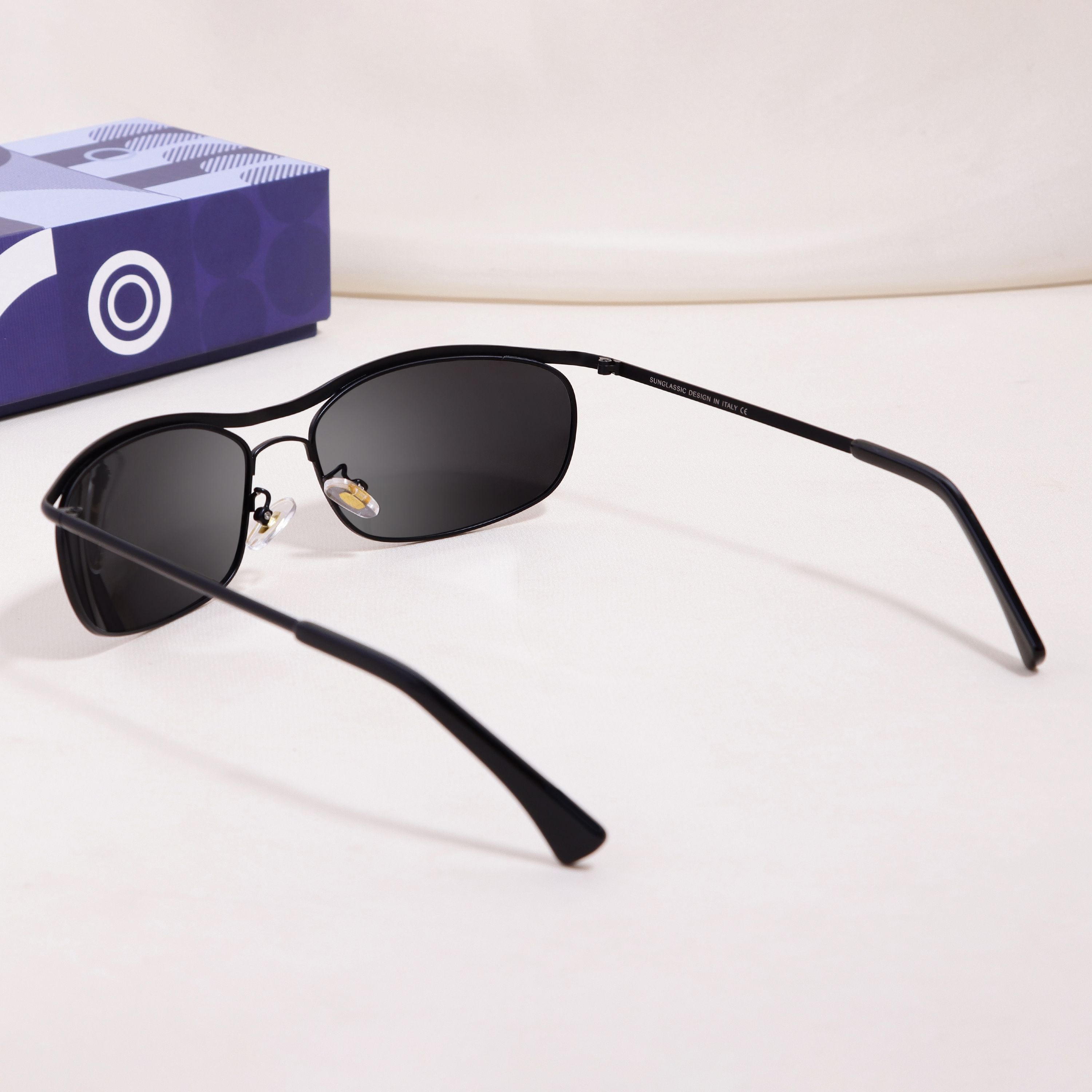 Champion Full Black Polarized Rectangle Sunglasses for Men | UV400