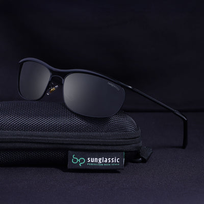 Champion Full Black Polarized Rectangle Sunglasses for Men | UV400