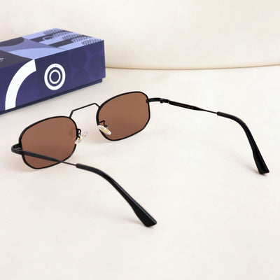 Imperio Black Brown Rectangle Sunglasses for Men & Women | UV400