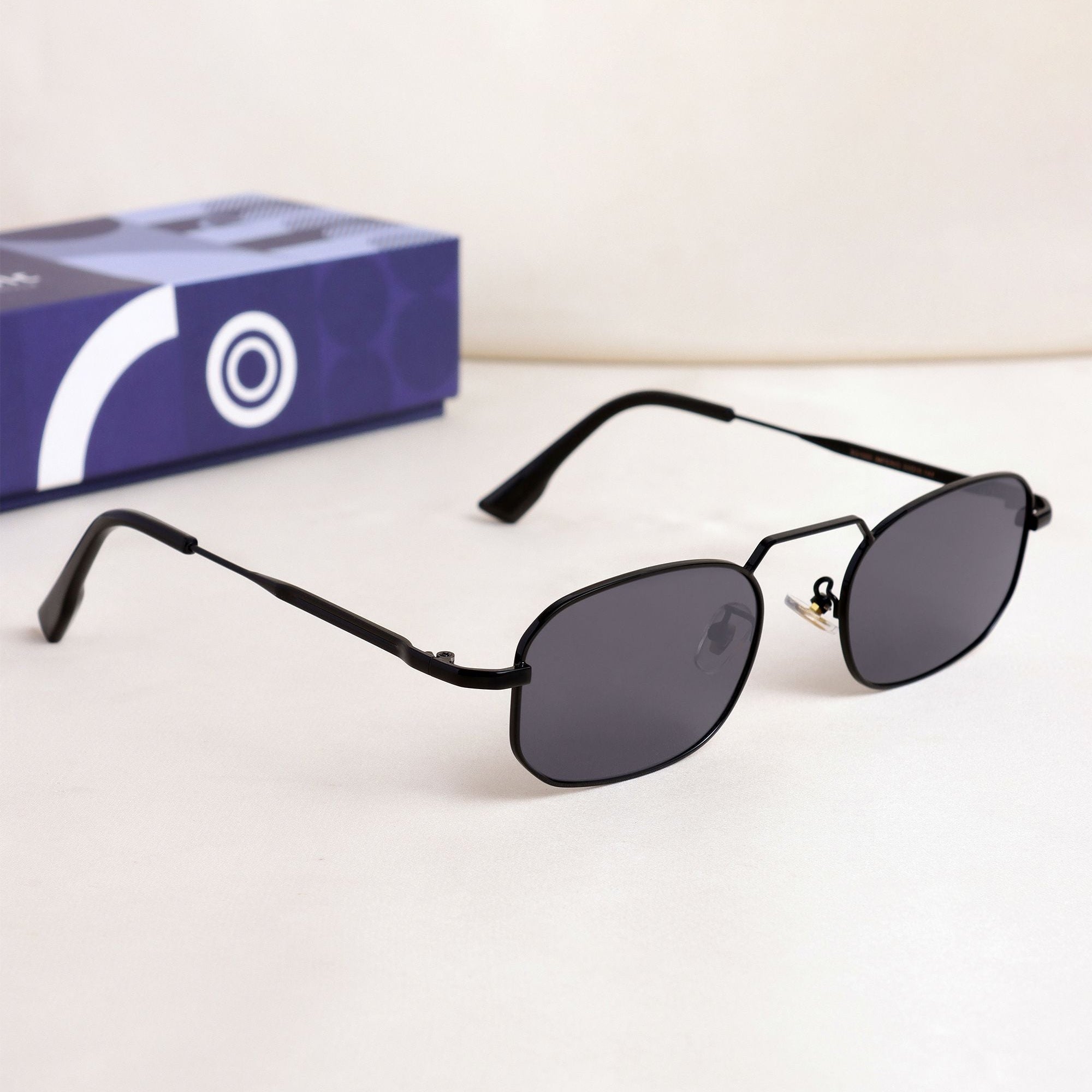Imperio Full Black Rectangle Sunglasses for Men & Women | UV400