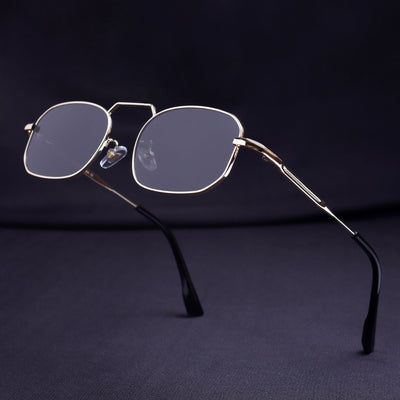 Imperio Gold Black Rectangle Sunglasses for Men & Women | UV400