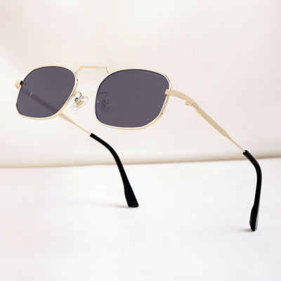 Imperio Gold Black Rectangle Sunglasses for Men & Women | UV400
