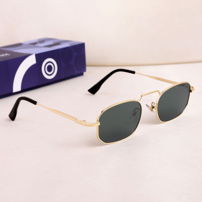 Imperio Gold Green Rectangle Sunglasses for Men & Women | UV400