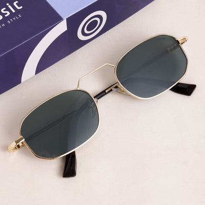 Imperio Gold Green Rectangle Sunglasses for Men & Women | UV400