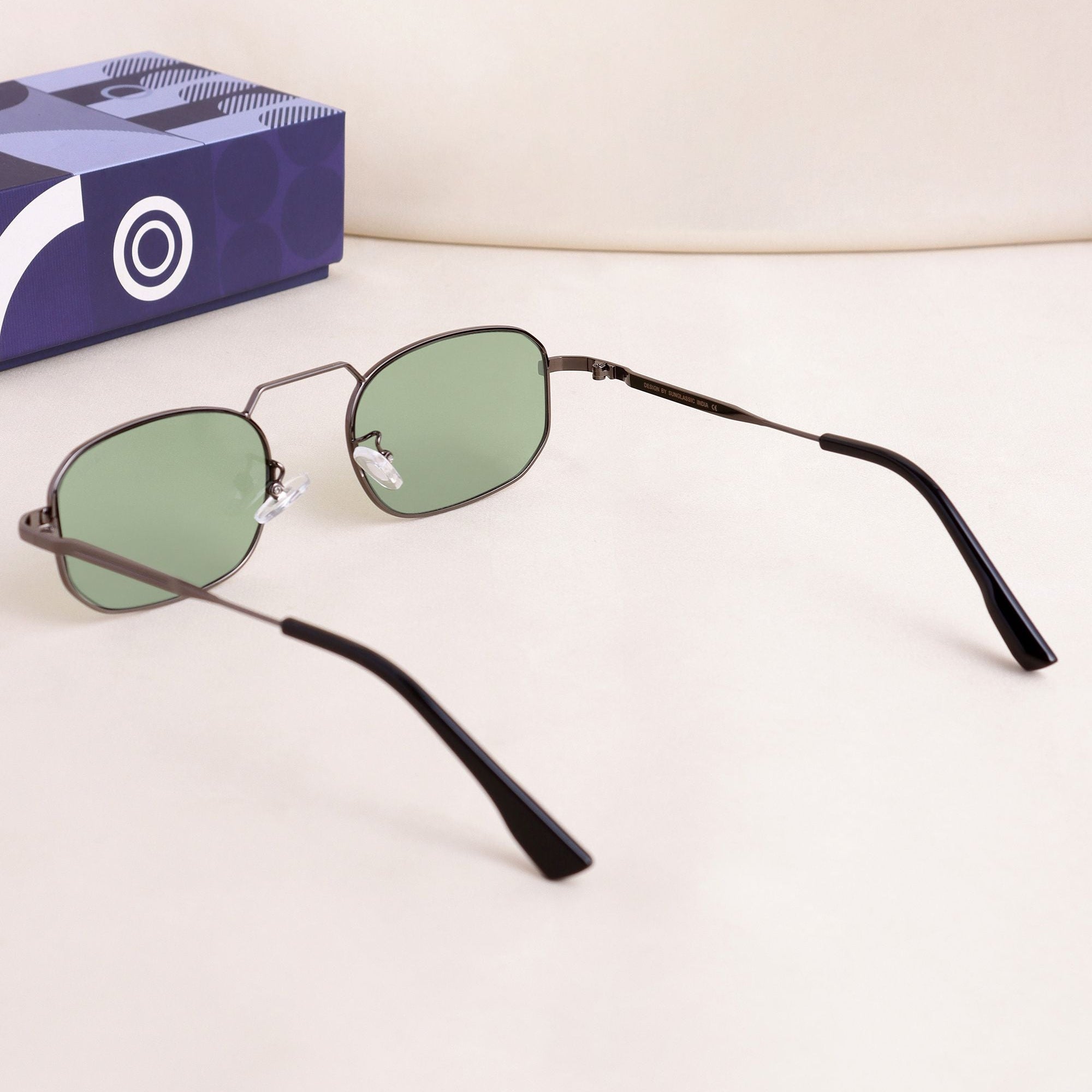 Imperio Gun Green Rectangle Sunglasses for Men & Women | UV400
