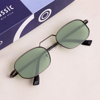 Imperio Gun Green Rectangle Sunglasses for Men & Women | UV400