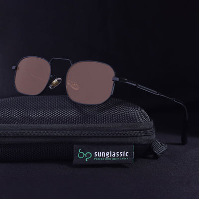 Imperio Black Brown Rectangle Sunglasses for Men & Women | UV400
