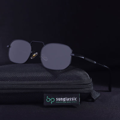 Imperio Full Black Rectangle Sunglasses for Men & Women | UV400