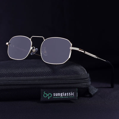 Imperio Gold Black Rectangle Sunglasses for Men & Women | UV400