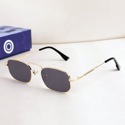 Imperio Gold Black Rectangle Sunglasses for Men & Women | UV400