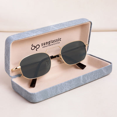 Imperio Gold Green Rectangle Sunglasses for Men & Women | UV400