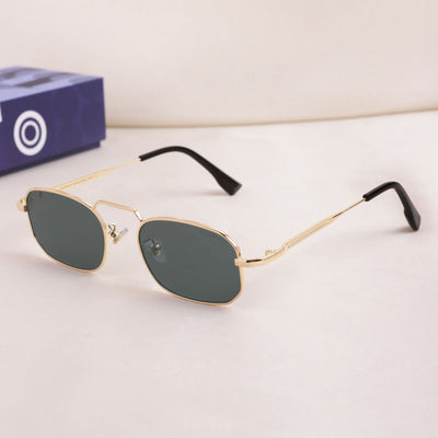 Imperio Gold Green Rectangle Sunglasses for Men & Women | UV400
