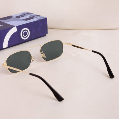 Imperio Gold Green Rectangle Sunglasses for Men & Women | UV400