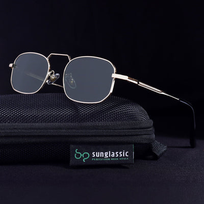 Imperio Gold Green Rectangle Sunglasses for Men & Women | UV400