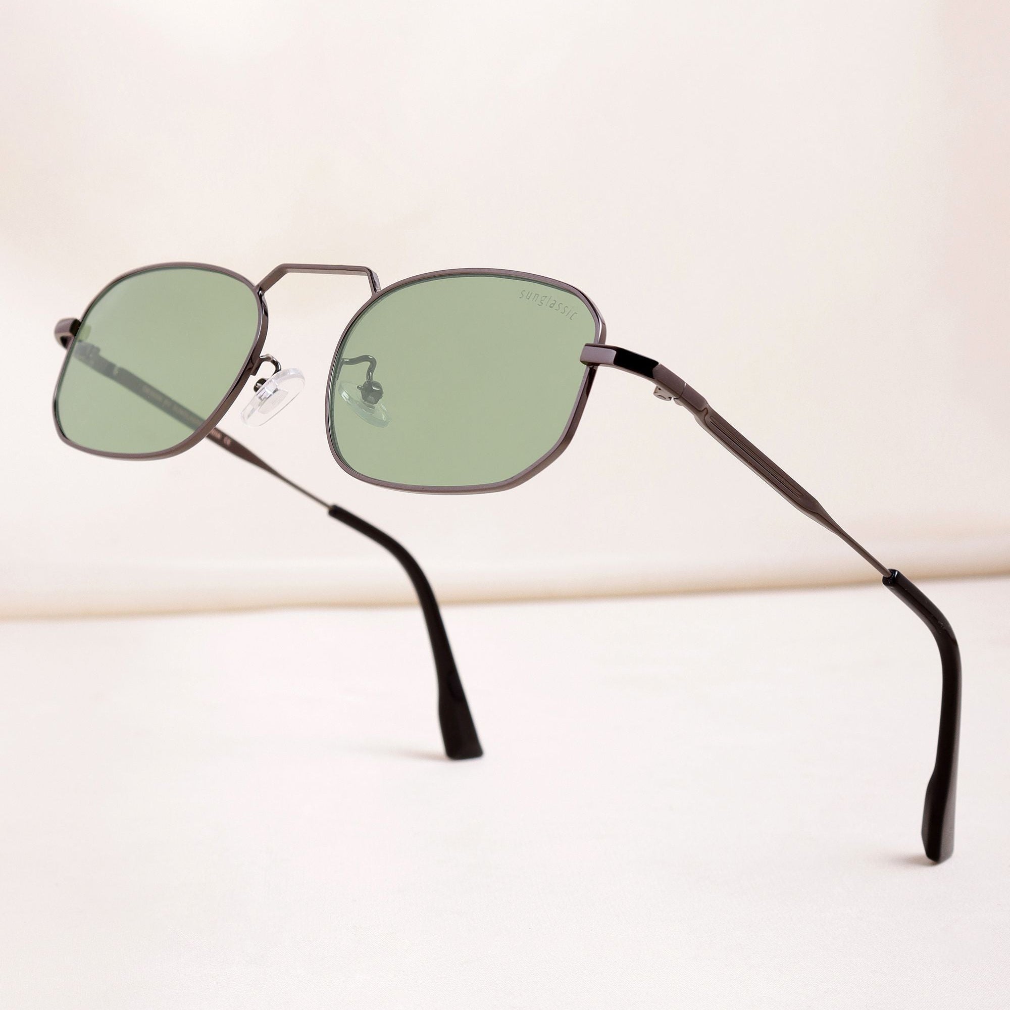 Imperio Gun Green Rectangle Sunglasses for Men & Women | UV400