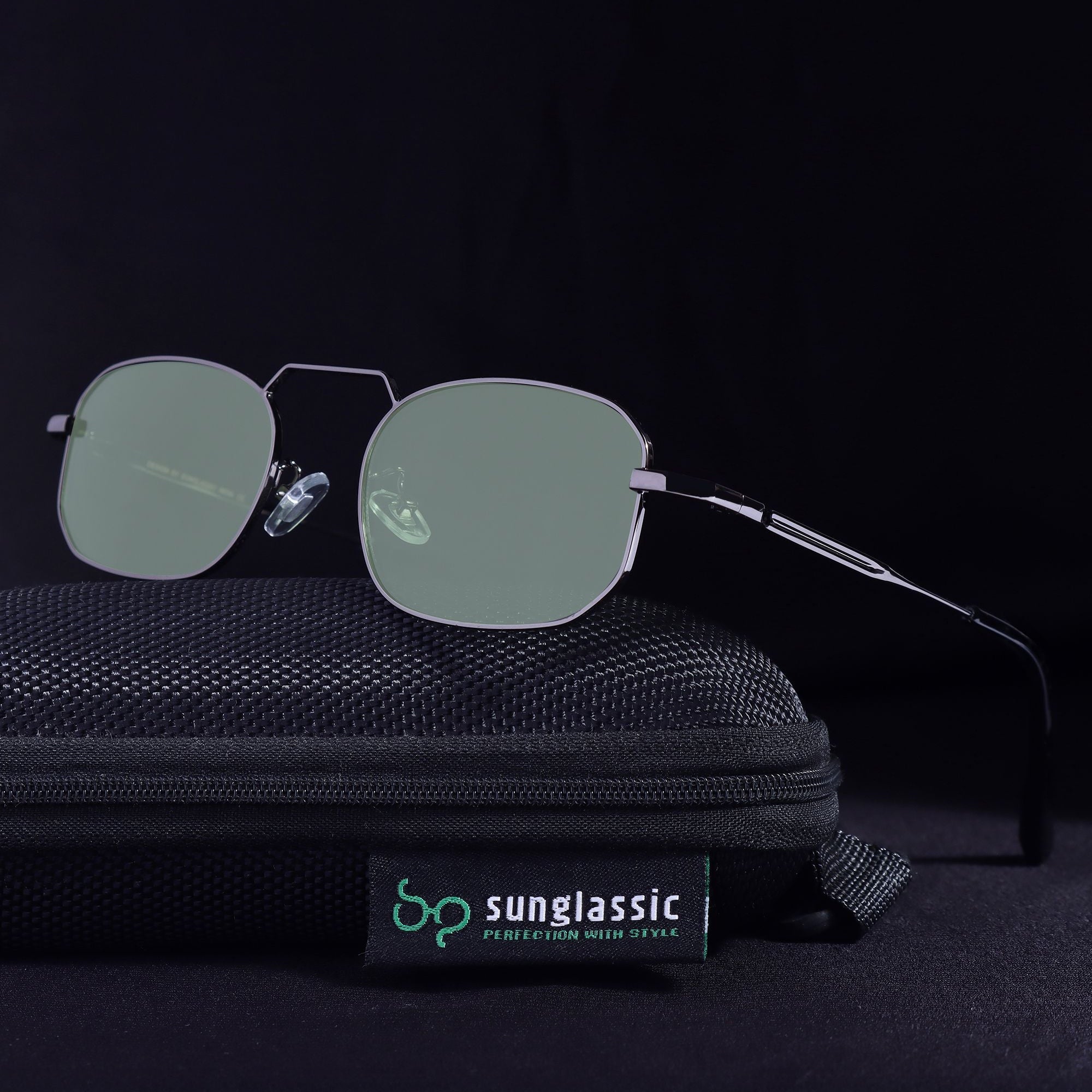 Imperio Gun Green Rectangle Sunglasses for Men & Women | UV400