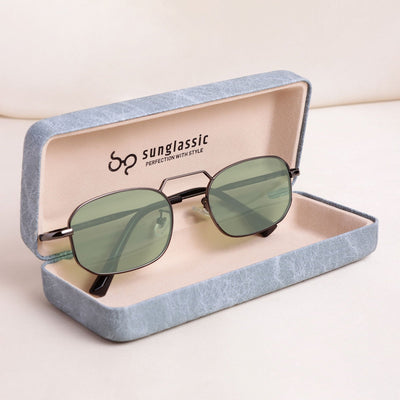 Imperio Gun Green Rectangle Sunglasses for Men & Women | UV400