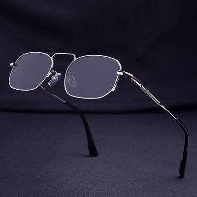 Imperio Silver Black Rectangle Sunglasses for Men & Women | UV400