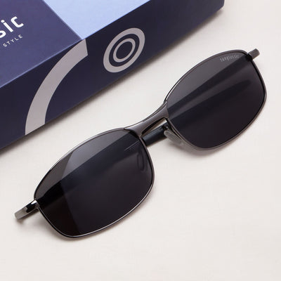 Swiftor Gun Black Polarized Rectangle Sunglasses | UV400