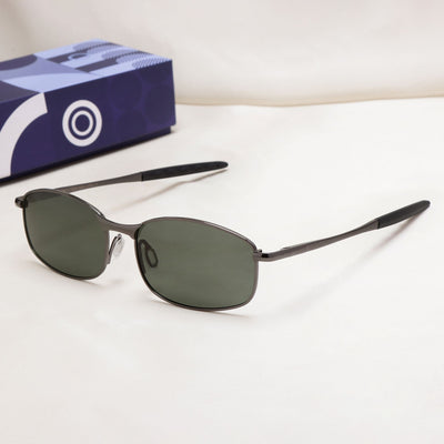 Swiftor Gun Black Green Polarized Rectangle Sunglasses | UV400