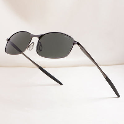 Swiftor Gun Black Green Polarized Rectangle Sunglasses | UV400