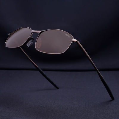 Swiftor Full Brown Polarized Rectangle Sunglasses | UV400