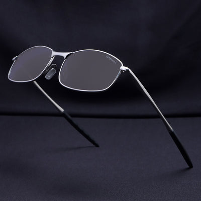 Swiftor Silver Black Polarized Rectangle Sunglasses | UV400