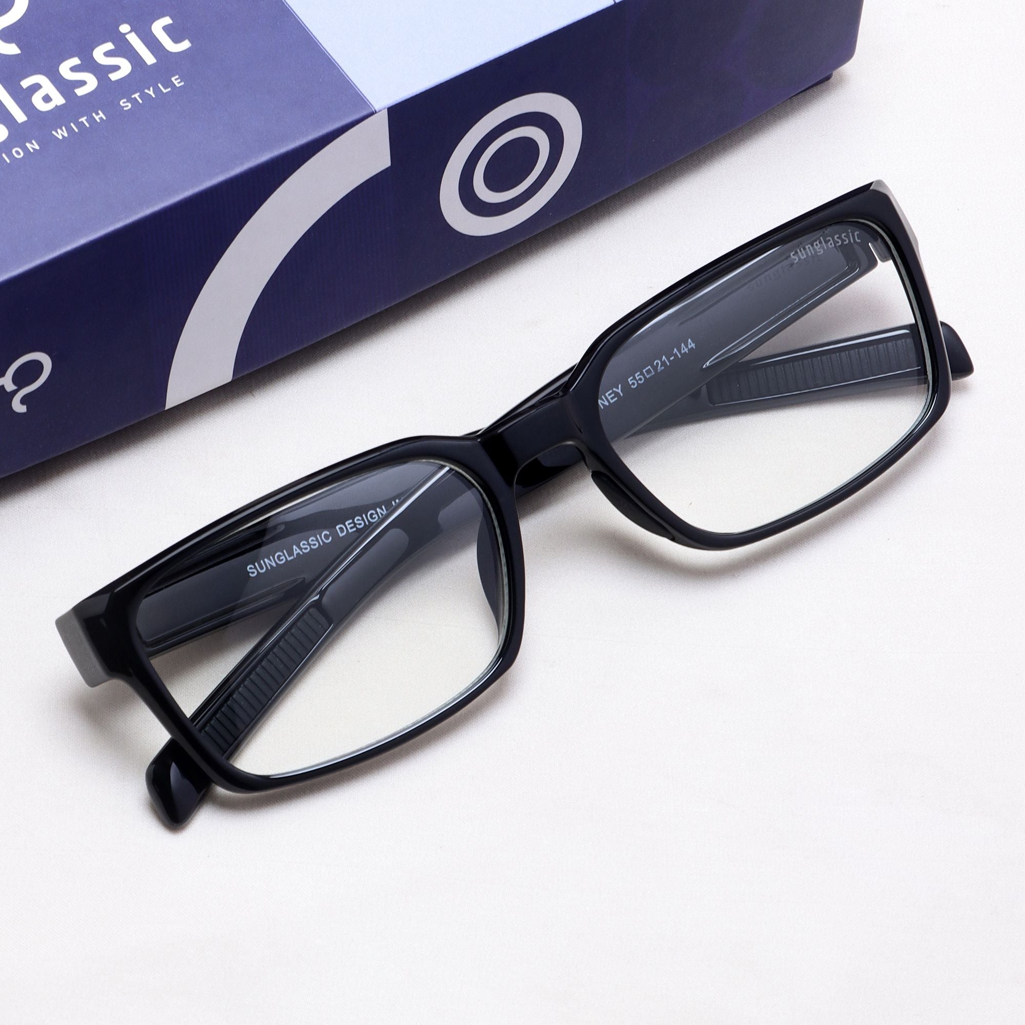 Sydney – Black Clear Rectangle Sunglasses | Anti-Blue Light | UV400